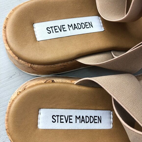 Steve Madden Women's Size 7.5 Azzurra Natural Tan Open Toe Ankle Strap Sandals - Picture 12 of 14